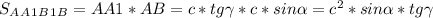 S_A_A_1_B_1_B=AA1*AB=c*tg\gamma*c*sin\alpha=c^2*sin\alpha*tg\gamma