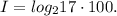 I = log_217 \cdot 100. 