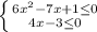 \left \{ {{6x^{2}-7x+1\leq 0} \atop {4x-3\leq 0}} \right.