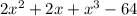 2x^2+2x+x^3-64 