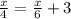  \frac{x}{4} = \frac{x}{6} + 3