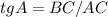 tg A=BC/AC