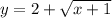 y=2+\sqrt{x+1}