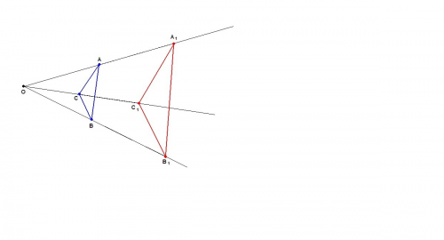 Постройте треугольник гомотетичный треугольнику abc если даны центр гомотетии о и ее коэффициент k=2