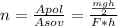 n= \frac{Apol}{Asov}= \frac{ \frac{mgh}{2} }{F*h}