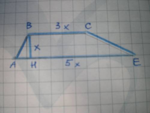 Высота трапеции в 3 раза меньше одного из оснований и в 5 раз меньше другого найдите основание и выс