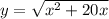 y=\sqrt{x^{2}+20x}