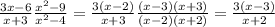 \frac{3x-6}{x+3} \frac{ x^{2}-9 }{ x^{2} -4} = \frac{3(x-2)}{x+3} \frac{ (x-3)(x+3) }{ (x -2)(x+2)} =\frac{3(x-3)}{x+2}