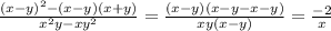 \frac{(x-y) ^{2}-(x-y)(x+y) }{ x^{2} y-xy ^{2} } = \frac{(x-y)(x-y-x-y)}{xy(x-y)} = \frac{-2}{x}