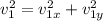 v_1^2 = v_{1x}^2 + v_{1y}^2