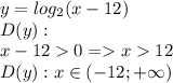  y=log_2(x-12) \\ D(y): \\ x-120 =x12 \\ D(y): x \in(-12;+ \infty)