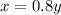 x = 0.8y