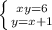 \left \{ {{xy=6} \atop {y=x+1}} \right.