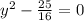 y^2-\frac{25}{16}=0 