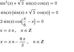 Решите уравнения: sin^2x+√3sin x cos x=0 cos(х+3π/7)=-1