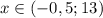 x\in(-0,5;13)