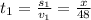 t_1=\frac{s_1}{v_1}=\frac{x}{48}