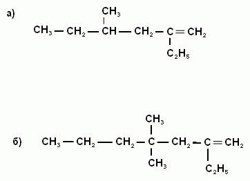 Напишите структурную формулу алкенов по их названиям: а) 4-метил-2-этил-гепт-1-ен; б) 4,4-диметил-2-