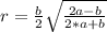 r=\frac{b}{2}\sqrt{\frac{2a-b }{2*a+b}}