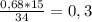 \frac{0,68*15}{34} =0,3