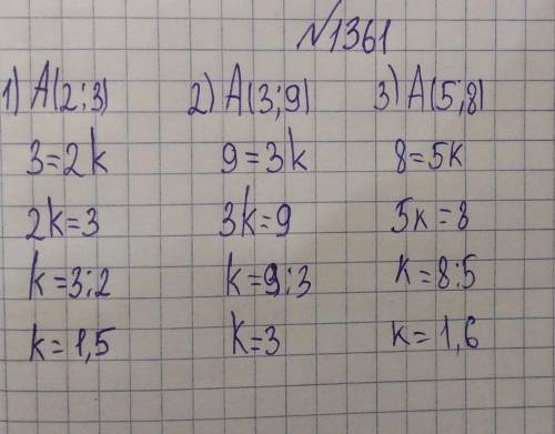 Решить! график прямой пропорциональности y=kx проходит через точку а. найдите значение k, если 1) а