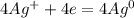 4Ag^+ +4e = 4Ag^0