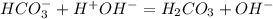 HCO_3^- + H^+OH^- = H_2CO_3 + OH^-