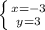 \left \{ {{x=-3} \atop {y=3}} \right.