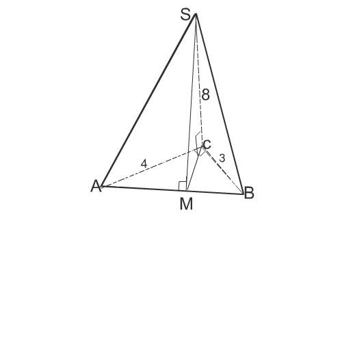 Восновании треугольной пирамиды лежит прямоугольный треугольник с прямым углом с и катетами 3 и 4. в
