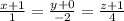 \frac{x+1}{1} = \frac{y+0}{-2} = \frac{z+1}{4}