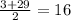 \frac{3+29}{2} = 16