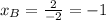 x_B=\frac{2}{-2}=-1