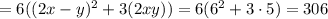 =6((2x-y)^2+3(2xy))=6(6^2+3\cdot 5)=306