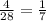 \frac{4}{28} = \frac{1}{7}