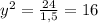 y^2=\frac{24}{1,5}=16