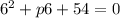 6^2+p6+54=0