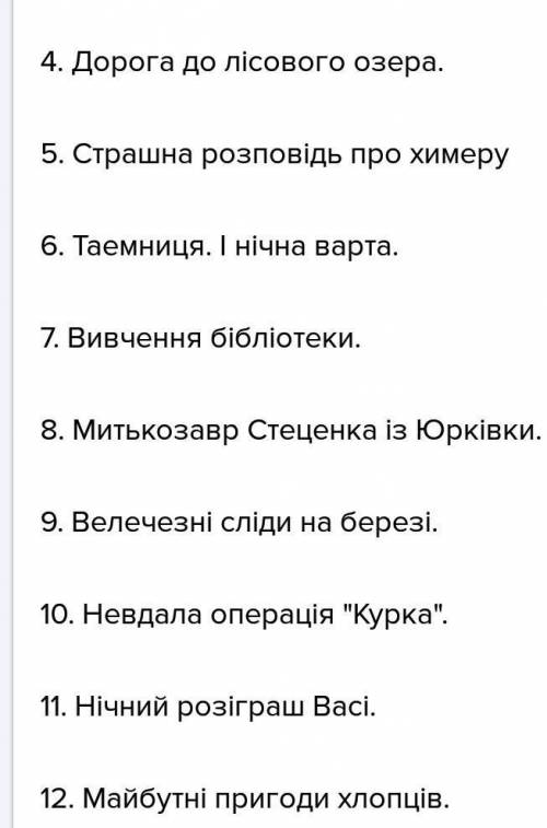 Скласти план по 4,7,9 роздiлу химери лiсового озера(бiльше 5 пунктiв) 59