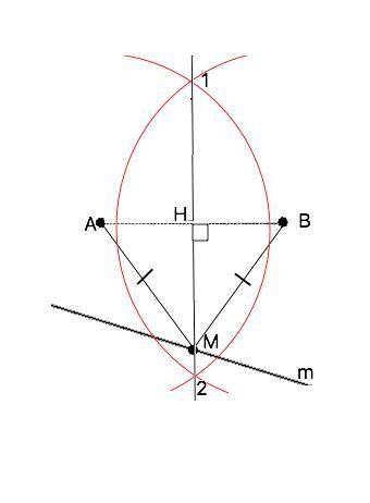 Водной полуплоскости относительно прямой m лежат две точки а и в. на прямой m постройте точку м, рав