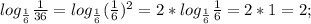 log_{\frac{1}{6}} \frac{1}{36}=log_{\frac{1}{6}} (\frac{1}{6})^2=2*log_{\frac{1}{6}} \frac{1}{6}=2*1=2;