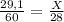 \frac{29,1}{60}=\frac{X}{28}