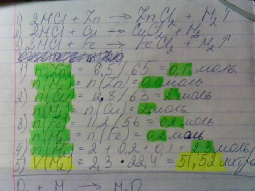 Отмечу как лучший ответ.. № 1 в хлороводородную кислоту взятую в избытке опустили смесь цинка массой
