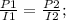 \frac{P1}{I1}=\frac{P2}{I2};\\