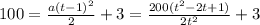 100=\frac{a(t-1)^{2}}{2}+3=\frac{200(t^{2}-2t+1)}{2t^2}+3