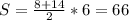 S=\frac{8+14}{2}*6=66