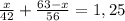 \frac{x}{42}+\frac{63-x}{56}=1,25