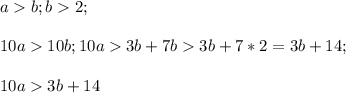 ab;b2;\\\\10a10b; 10a3b+7b3b+7*2=3b+14;\\\\10a3b+14