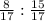 \frac{8}{17} : \frac{15}{17}