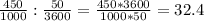 \frac{450}{1000}:\frac{50}{3600}=\frac{450*3600}{1000*50}=32.4