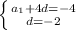 \left \{ {{a_1+4d=-4} \atop {d=-2}} \right.