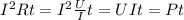 I^2Rt=I^2\frac{U}{I}t=UIt=Pt